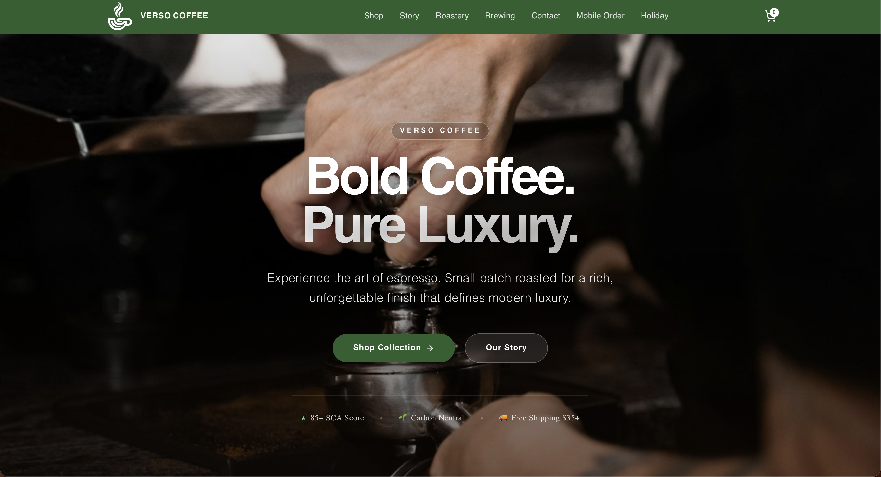Screenshot of Verso Coffee project